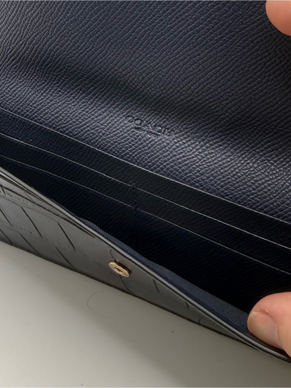 Coach Black Croc-Embossed Leather Wallet - Picture 7 of 7